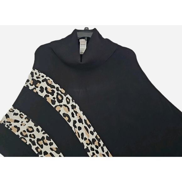 Chico's ~Woman L/XL~ Black Poncho Asymmetric Top Lagenlook Artsy Boho Turtleneck - Picture 15 of 16